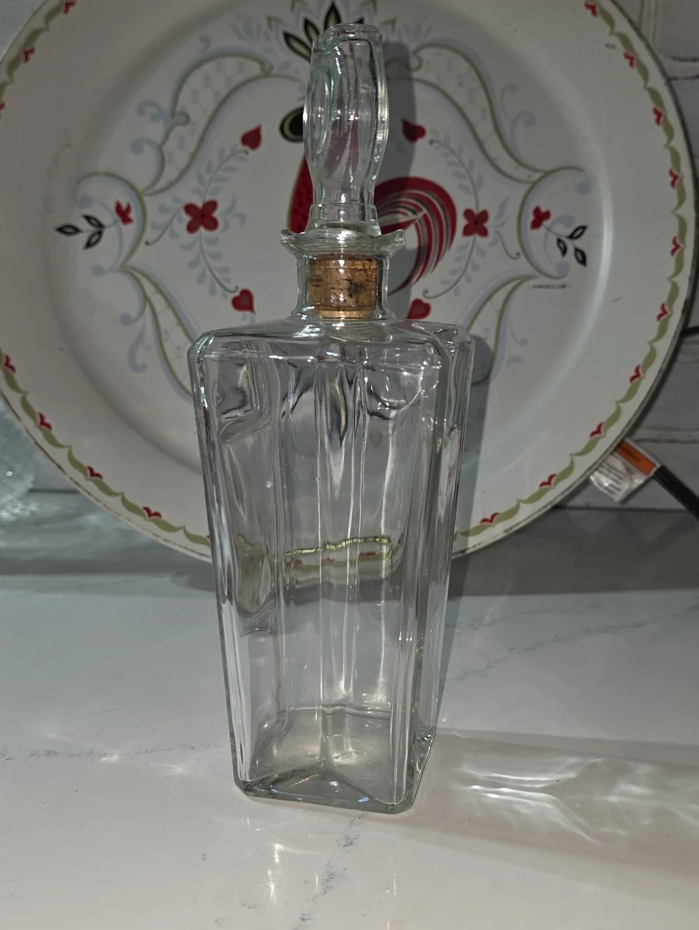 Vintage Clear Glass Decanter with Stopper